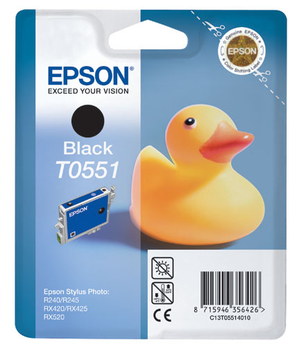 EPSON T0551 BK, kompatibilní cartridge, 12,5ml dye, black-černá