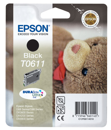 EPSON T0611 Stylus BK, kompatibilní cartridge, 18ml, High Capacity, black-černá, bts.