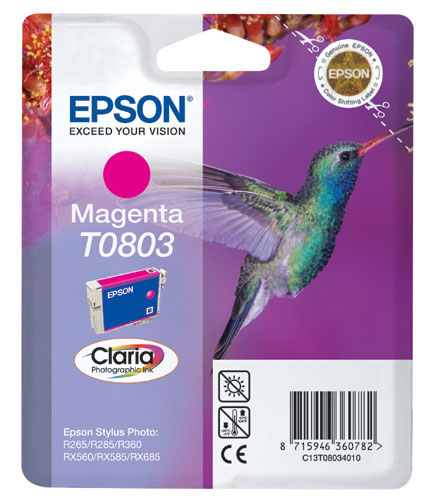 EPSON T0803 M, kompatibilní cartridge, 15ml, magenta-purpurová