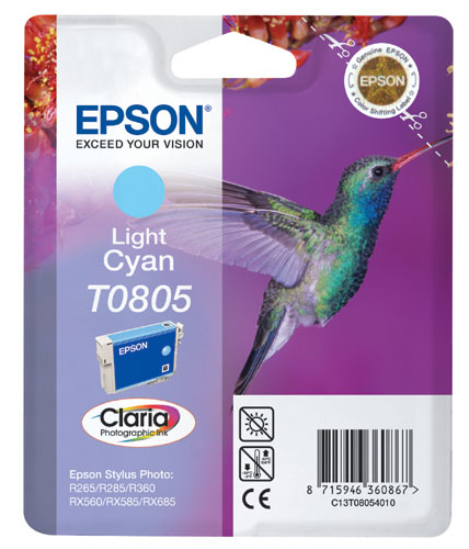 EPSON T0805 LIGHT C, kompatibilní cartridge, 15ml, Light Cyan-světle azurová